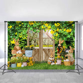 Lofaris Green Leaves And Yellow Flowers Happy Easter Backdrop
